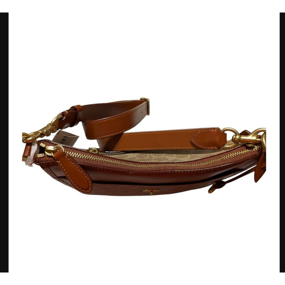 Women's Coach Signature Shoulder Bag Brown/Red One Size - Picture 8 of 14